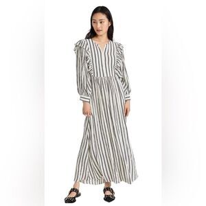 Baum und Pferdgarten Alona Striped Crepon Midi Dress Women’s Size 34